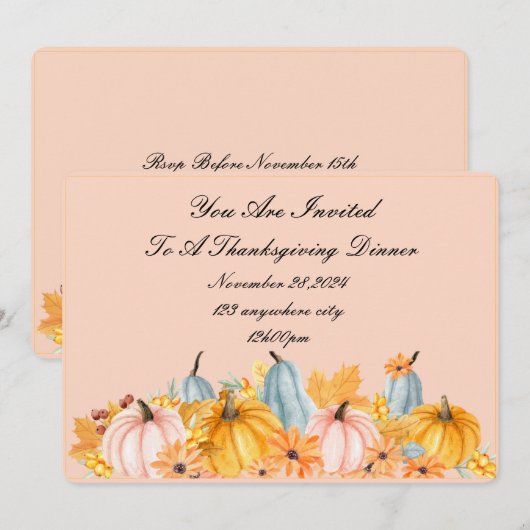 THANKSGIVING PERFECTE HERFST UITNODIGING (Voorkant / Achterkant)