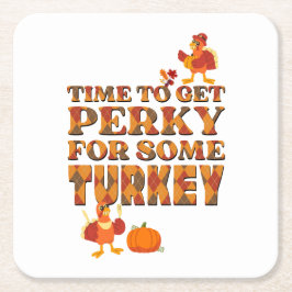 Thanksgiving PERKY VOOR TURKIJE Plaid Kartonnen Onderzetters