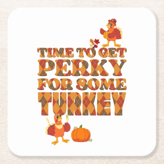 Thanksgiving PERKY VOOR TURKIJE Plaid Kartonnen Onderzetters (Voorkant)