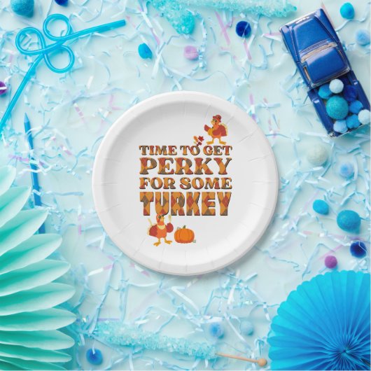 Thanksgiving PERKY VOOR TURKIJE Plaid Papieren Bordje (Feest)