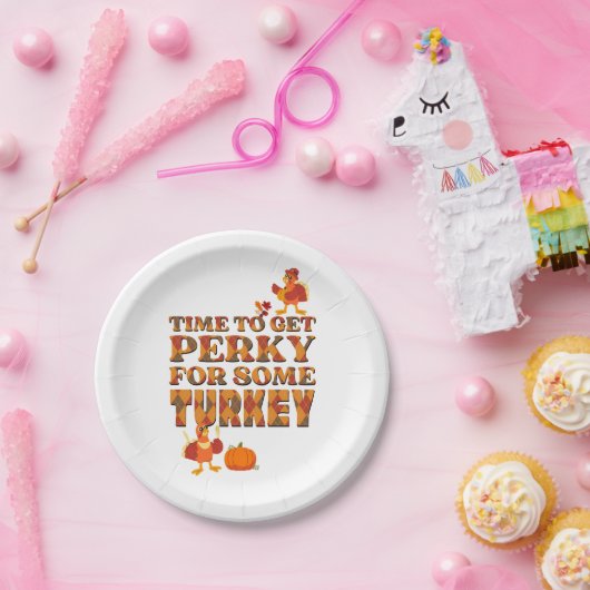 Thanksgiving PERKY VOOR TURKIJE Plaid Papieren Bordje (Feest)