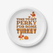 Thanksgiving PERKY VOOR TURKIJE Plaid Papieren Bordje (Voorkant)