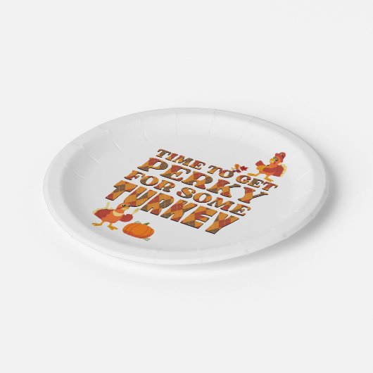 Thanksgiving PERKY VOOR TURKIJE Plaid Papieren Bordje (Gekanteld)