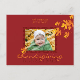 THANKSGIVING PHOTO POSTCARD: leaves 1L Feestdagenkaart