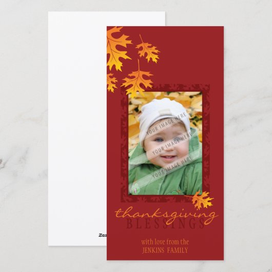 THANKSGIVING PHOTOCARD:: mache bladeren 1 Feestdagenkaart (Voorkant / Achterkant)