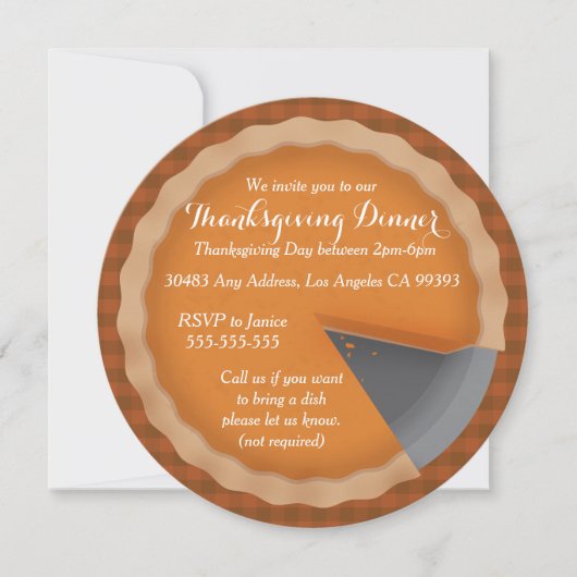 Thanksgiving Pie Dinner Party Kaart (Voorkant)