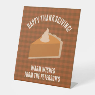 Thanksgiving Pie Dinner Party Reclamebord Met Voetstuk