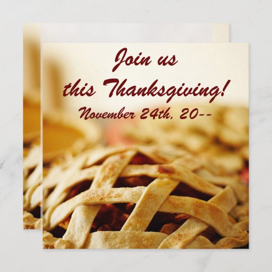 Thanksgiving Pie Holiday Uitnodigingen (Voorkant / Achterkant)
