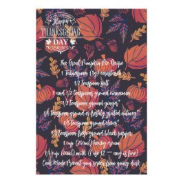 Thanksgiving Pie Pumpkin Turkije Perfect Poster