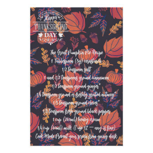 Thanksgiving Pie Pumpkin Turkije Perfect Poster