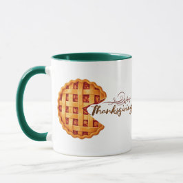 Thanksgiving Pie Slice Retro Arcade Green Handle Mok