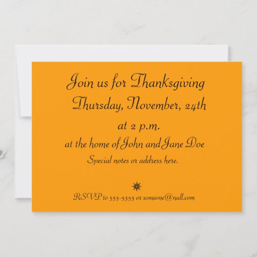 Thanksgiving Pie-uitnodiging Kaart (Achterkant)