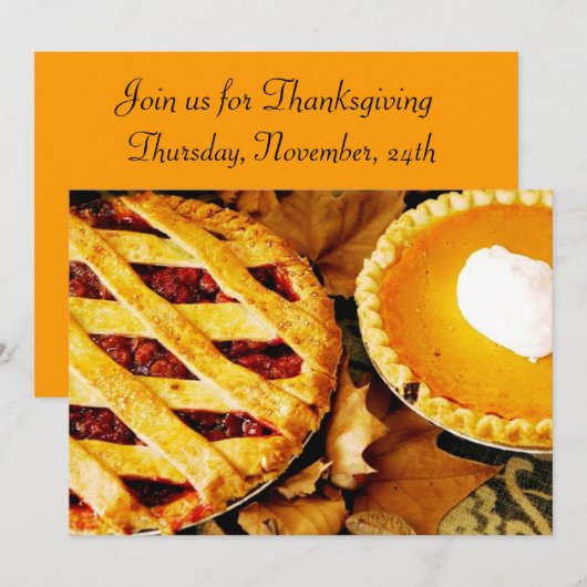 Thanksgiving Pie-uitnodiging Kaart (Voorkant / Achterkant)