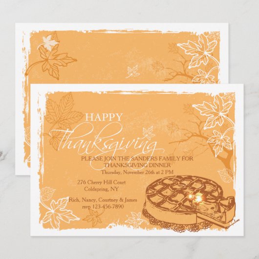 Thanksgiving Pie-uitnodiging Kaart (Voorkant / Achterkant)