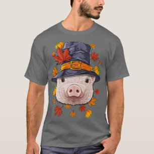 Thanksgiving Pig Pilgrim Costume Farmer Herfst Aut T-shirt