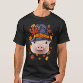 Thanksgiving Pig Pilgrim Costume Farmer Herfst Aut T-shirt (Voorkant)