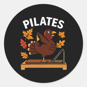 Thanksgiving Pilates Kalkoen Voor Yoga En Fitness Ronde Sticker