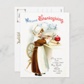 Thanksgiving - Pilgrim Baking Pie Feestdagenkaart (Voorkant / Achterkant)