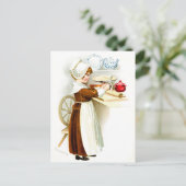 Thanksgiving - Pilgrim Baking Pie Feestdagenkaart (Staand voorkant)