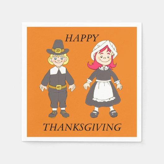 Thanksgiving Pilgrim Boy and Girl Servet (Voorkant)
