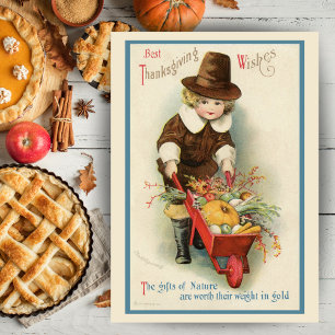 Thanksgiving Pilgrim Boy Custom Feestdagen Kaart