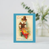 Thanksgiving Pilgrim Boy & Wheelbarrow Feestdagenkaart (Staand voorkant)