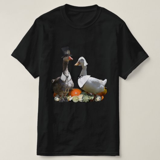 Thanksgiving Pilgrim Duck Couple T-shirt (Design voorkant)