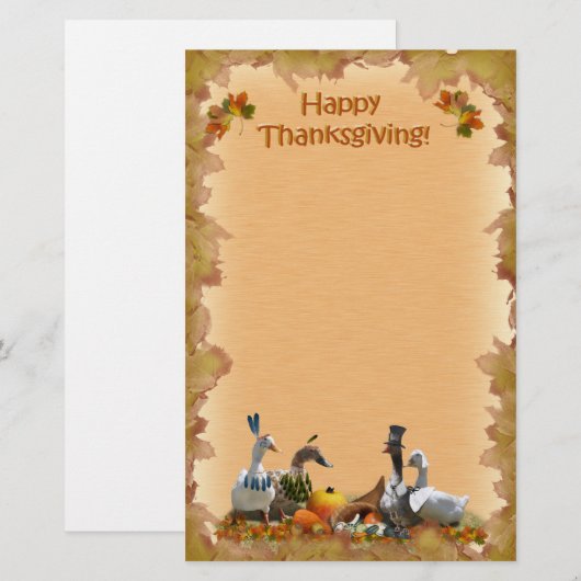 Thanksgiving Pilgrim en Indische eenden Briefpapier (Voorkant / Achterkant)