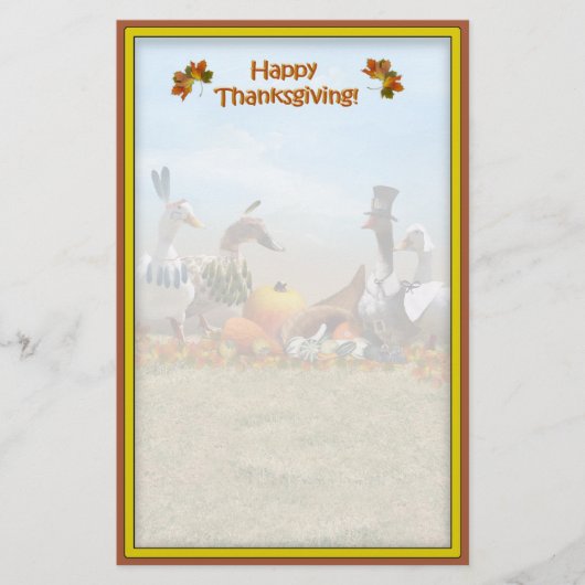 Thanksgiving Pilgrim en Indische eenden Briefpapier (Voorkant)