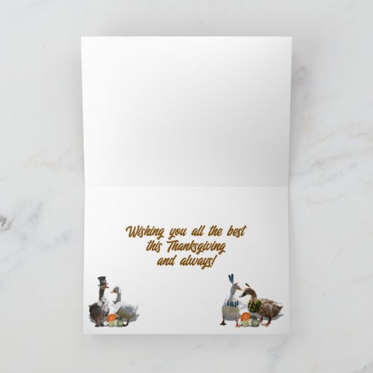 Thanksgiving Pilgrim en Indische eenden Feestdagen Kaart (Binnen)