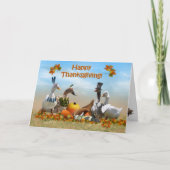 Thanksgiving Pilgrim en Indische eenden Feestdagen Kaart (Voorkant)