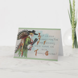 Thanksgiving Pilgrim en Turkije-kaart Kaart