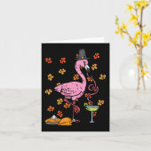 Thanksgiving Pilgrim Flamingo Herfst Autumn Mannen Kaart (Gele Bloem)