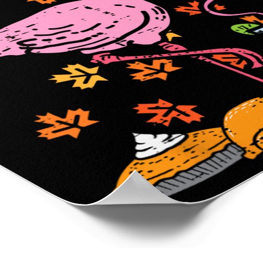 Thanksgiving Pilgrim Flamingo Herfst Autumn Mannen Poster (Hoek)