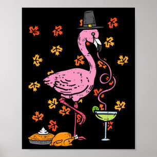 Thanksgiving Pilgrim Flamingo Herfst Autumn Mannen Poster