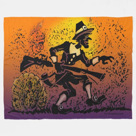 Thanksgiving Pilgrim Fleece Deken (Voorkant (Horizontaal))