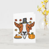 Thanksgiving Pilgrim Goat Funny Herfst najaar Mann Kaart (Gele Bloem)