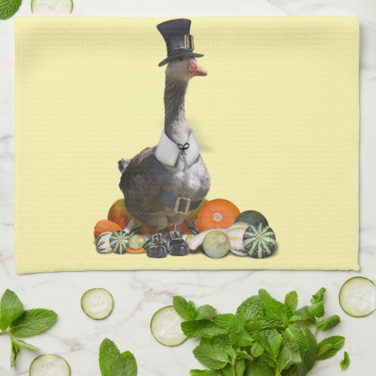 Thanksgiving Pilgrim Goose Kitchen Towel Theedoek (Gevouwen)