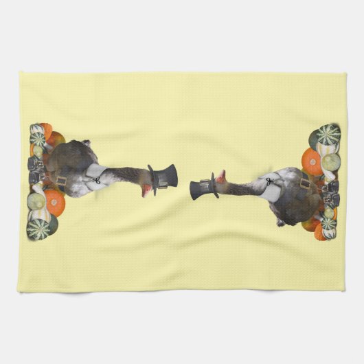 Thanksgiving Pilgrim Goose Kitchen Towel Theedoek (Horizontaal)