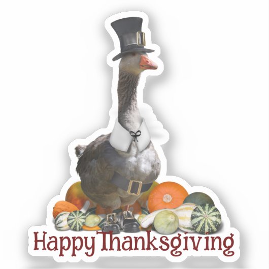 Thanksgiving Pilgrim Goose Sticker (Voorkant)