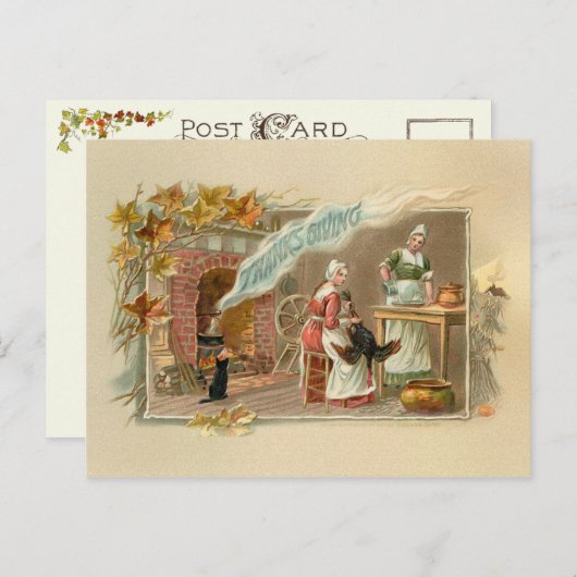  Thanksgiving Pilgrim Hearth Feestdagenkaart (Voorkant / Achterkant)