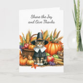 Thanksgiving Pilgrim Katten Vakantiedag Feestdagen Kaart (Voorkant)