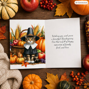 Thanksgiving Pilgrim Katten Vakantiedag Feestdagen Kaart