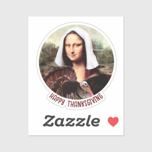 Thanksgiving Pilgrim Mona Lisa Sticker (Vel)