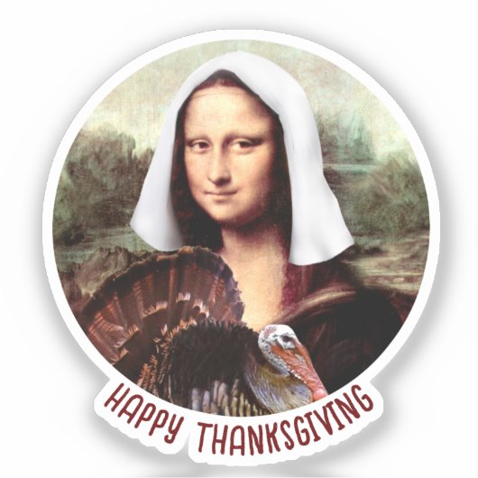 Thanksgiving Pilgrim Mona Lisa Sticker (Voorkant)