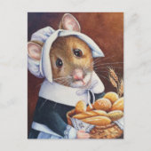 Thanksgiving Pilgrim Mouse Bread Basket Art Briefkaart (Voorkant)
