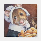 Thanksgiving Pilgrim Mouse Bread Basket Art Magneet (Voorkant)