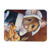 Thanksgiving Pilgrim Mouse Bread Basket Art Magneet (Horizontaal)