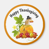 Thanksgiving Pilgrim Mouse en Pumpkin Fridge Magneet (Voorkant)