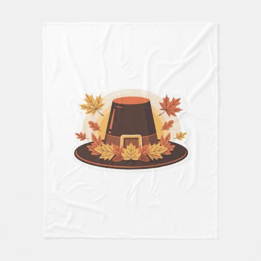 Thanksgiving Pilgrim Pet - Herfstoogst ontwerp C Fleece Deken (Voorkant)